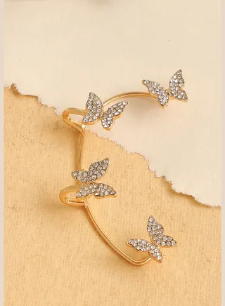 Gold Plated Designer Stone Ear Cuffs