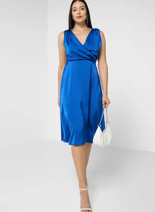 Cowl Neck Wrap Dress