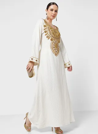 Embellished Square Neck Jalabiya