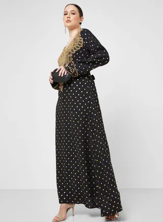 Embellished Square Neck Jalabiya