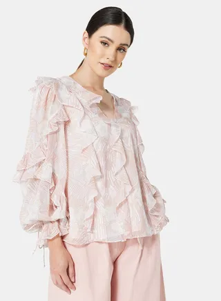 V Neck Ruffle Blouse