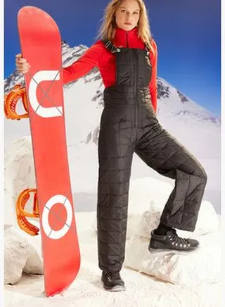 Winter Essentials Black Water Repellent Parachute Fabric Ski Jumpsuit THMAW24TU00005