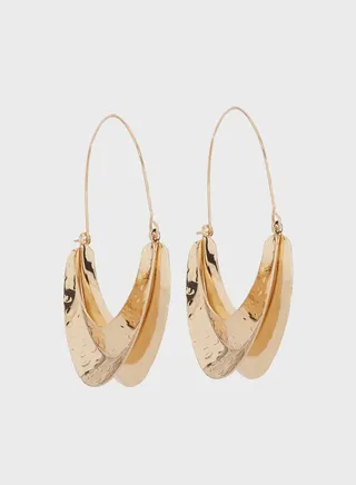 Hammered Oval Hoop Earrings
