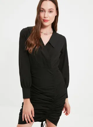 V-Neck Ruched Dress