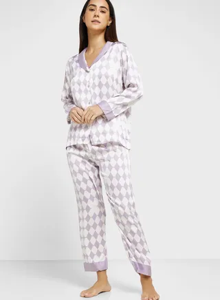 Check Printed Pyjama Pant Set