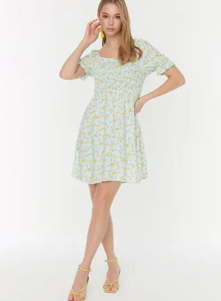 Square Neck Printed Dress