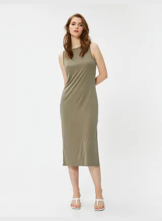 Halter Neck Slim Midi Dress