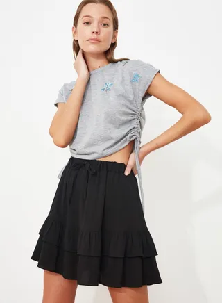 Ruffle Detail Mini Skirt