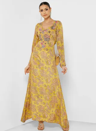 Printed Side Slit Jalabiya