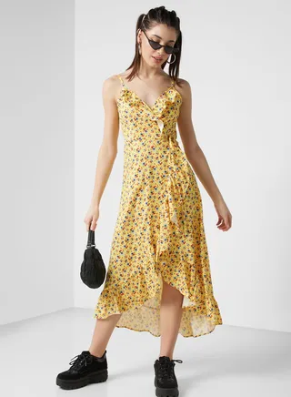 V-Neck Floral Printed Dress