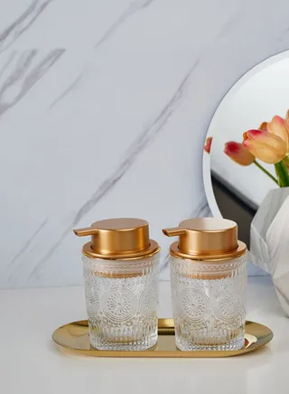 Embossed Glass Bathroom Set