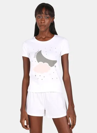 Casual Knit Top With Shorts Set White/Pink/Grey