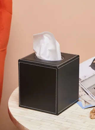 Black Leather Look Tissue Box