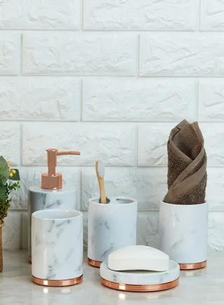 Marble & Rose Gold Bathroom Set