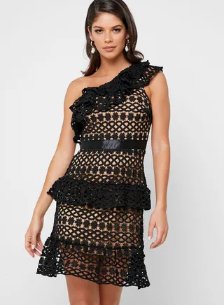 One Shoulder Lace Detail Dress