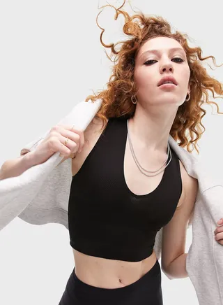 V-Neck Knitted Crop Top