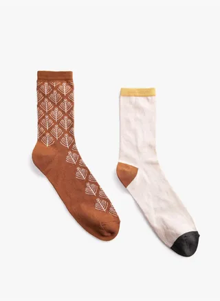 2-Pack Socket Socks Set Botanical Printed
