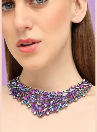 Gold Plated Party Designer Stone Statement Necklace For Women