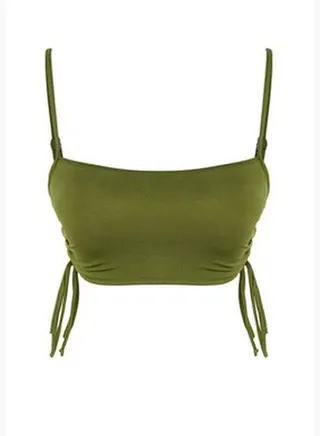 Khaki Strapless Tunnel Bikini Top TBESS22BU0046