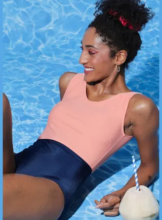 V Neck High Leg One Piece Swimsuit