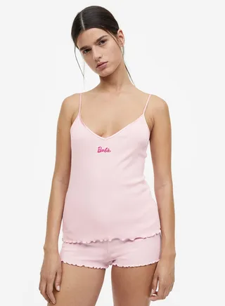 Embroidered Cami & Pyjama Shorts Set