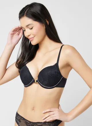 Lace Detail Plunge Neck Bra