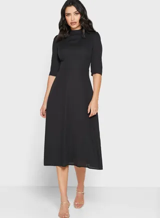 High Neck Midi Dress