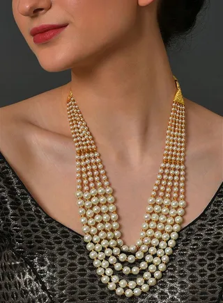 Pearl Beaded Gold Plated Necklace