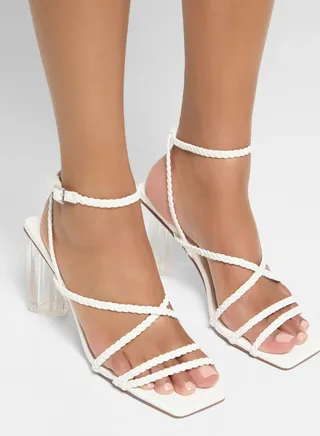 Plaited Strap Clear Heel Sandal
