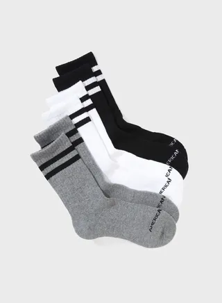 3 Pack Striped Crew Socks
