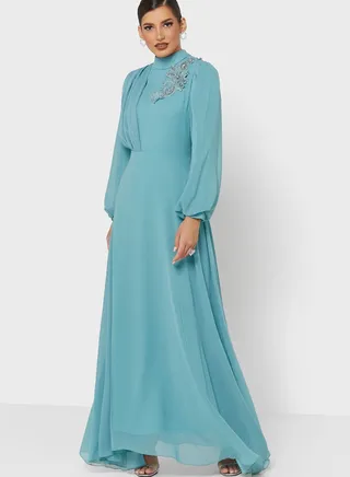 Waterfall Effect Solid Dress