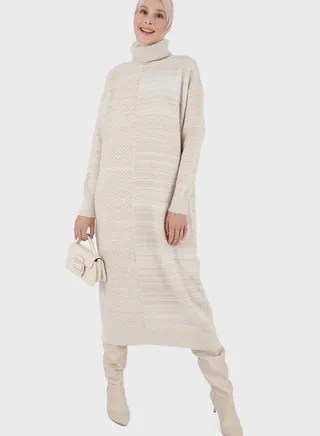 Turtle Neck Knitted Dress