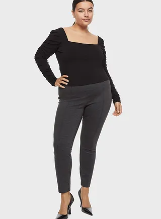 Square-Neck Ruched Sleeve Top