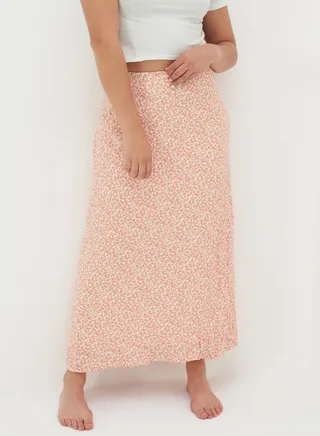 Floral Print Tiered High Waist Skirt