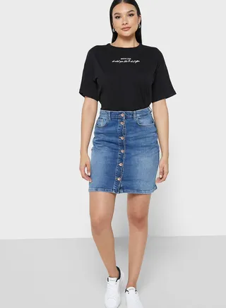 Button Detail Skirt
