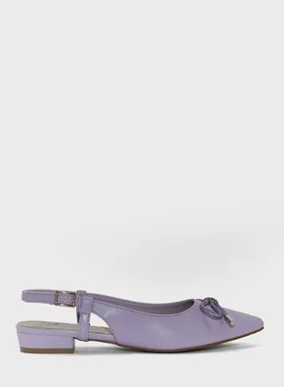 Bow-Tie Accent Sling Back Flat Sandals
