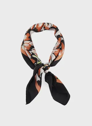Oversized Floral Print Silky Scarf