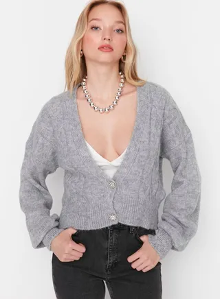 Button Detail Knitted Cardigan