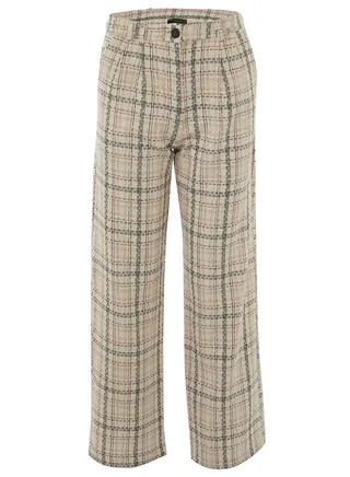 Checked Wide Leg Pants
