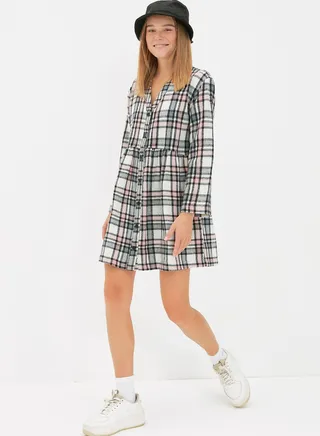 Checked Button Down Dress