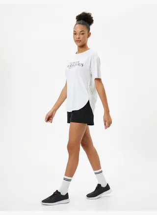 Sport Oversized T-Shirt Short Sleeve Crew Neck Printed