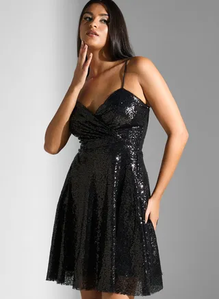 Strappy Shimmer Skater Dress