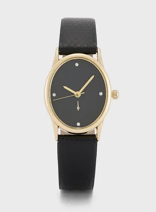 Oval Watch With Snake Texture Strap