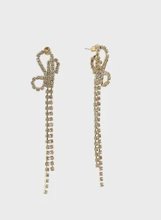 Diamante Bow Drop Earrings