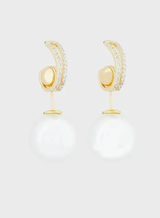 Pearl Diamante Drop Earrings