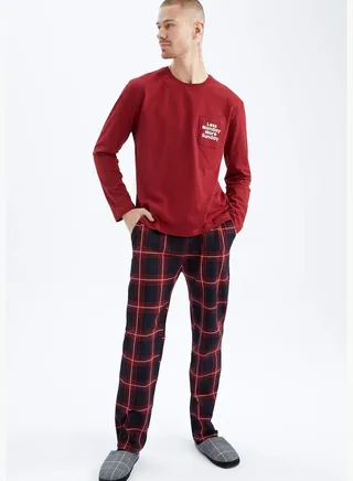 2 Pack Man Crew Neck Long Sleeve Homewear Knitted Sets