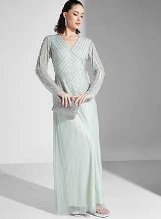 V-Neck Embellished Dress