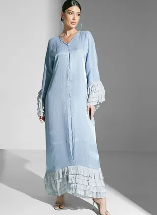 Nour Ruffle Dress With Contrast Trims