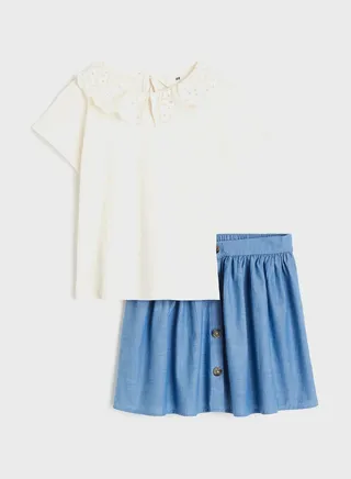 Kids 2 Piece Essential Top & Midi Skirt