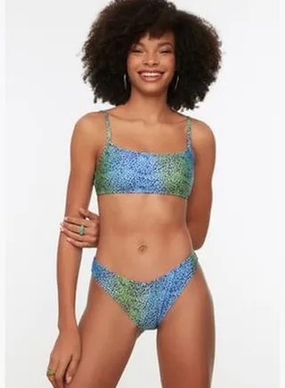 Colorful Leopard Pattern V-Cut Bikini BottomsTBESS22BA0086